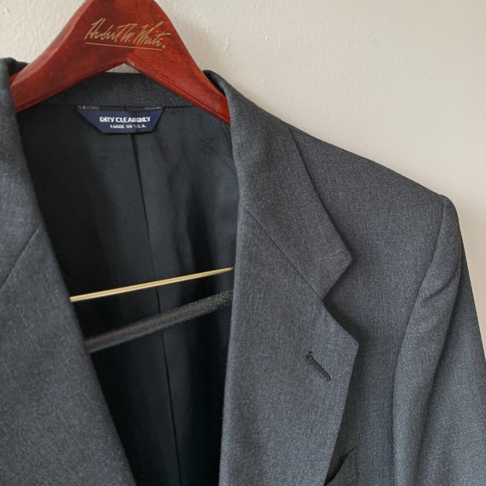 Kuppenheimer Executive‎ Wool Blazer Men's 44R Solid Gray Suit Jacket Sport Coat